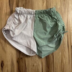 Elegant Green and Cream Women's Athletic Shorts